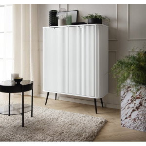 Комод высокий Perfect Home Зова / Zova K103 2-дверный с черными ножками Белый