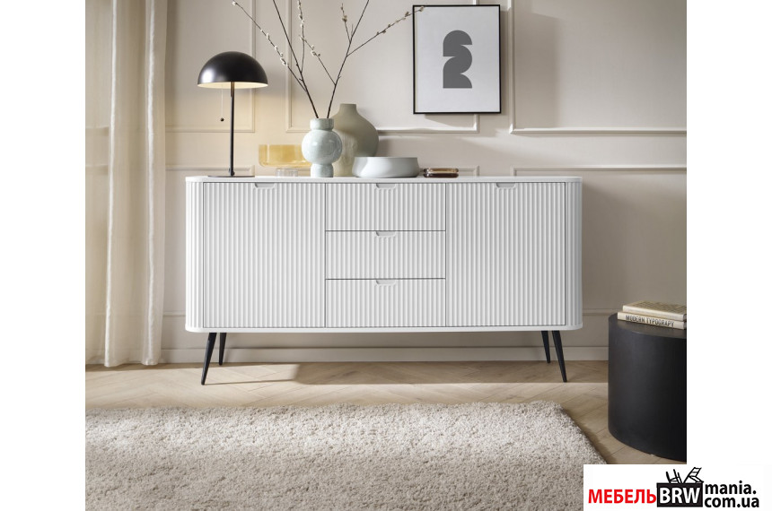 Комод Perfect Home Зова / Zova KSZ168 2-дверный с 3 ящиками и черными ножками Белый