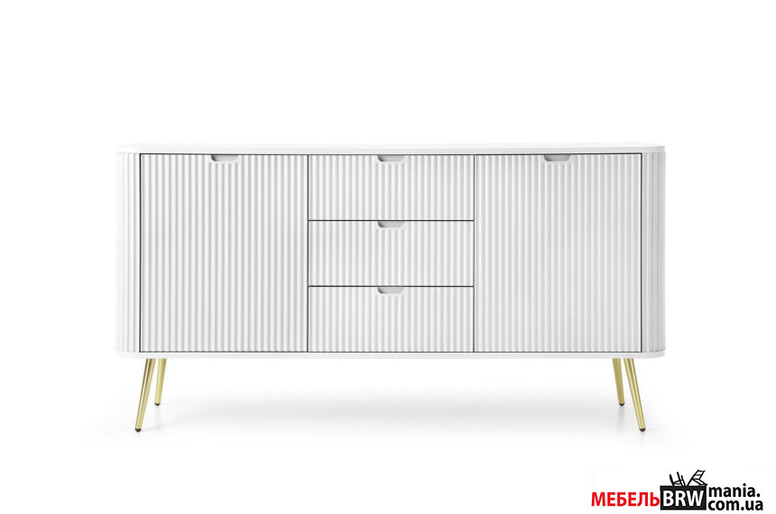Комод Perfect Home Зова / Zova KSZ168 2-дверный с 3 ящиками и золотыми ножками Белый