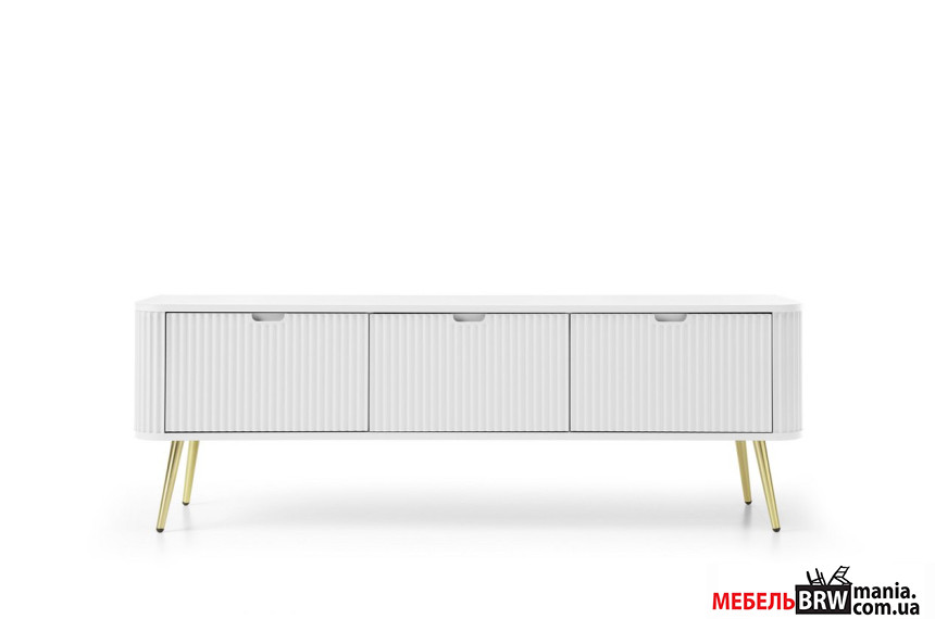 Тумба под ТВ Perfect Home Зова / Zova RTV168 3-дверная с золотыми ножками Белый
