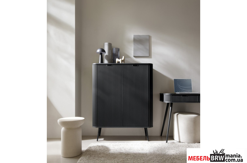 Комод высокий Perfect Home Зова / Zova K103 2-дверный с черными ножками Черный