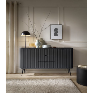 Комод Perfect Home Зова / Zova KSZ168 2-дверный с 3 ящиками и черными ножками Черный