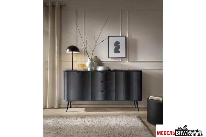 Комод Perfect Home Зова / Zova KSZ168 2-дверный с 3 ящиками и черными ножками Черный