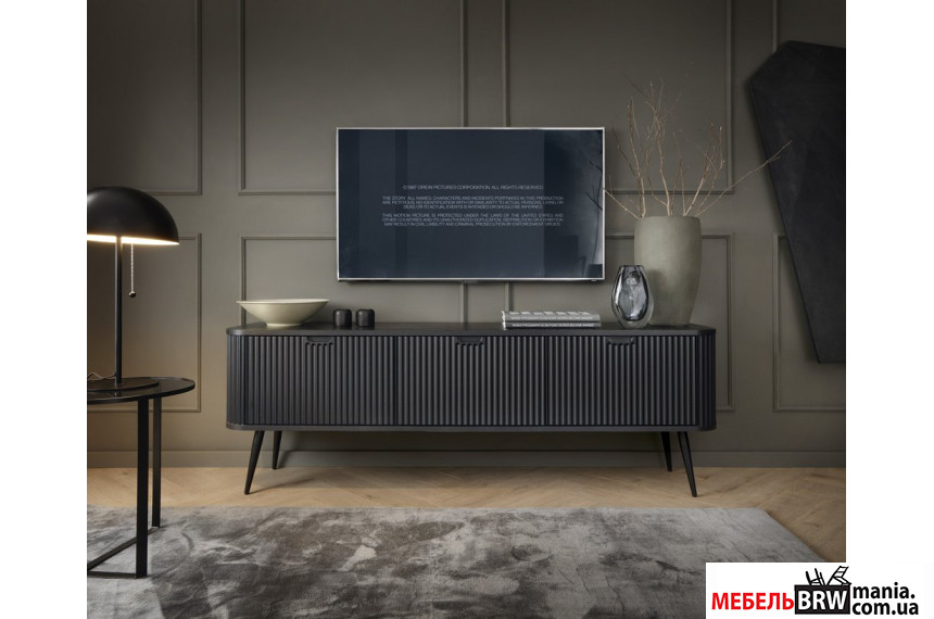 Тумба под ТВ Perfect Home Зова / Zova RTV168 3-дверная с черными ножками Черный