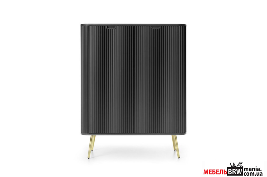 Комод высокий Perfect Home Зова / Zova K103 2-дверный с золотыми ножками Черный