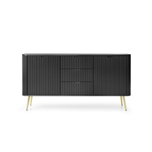 Комод Perfect Home Зова / Zova KSZ168 2-дверный с 3 ящиками и золотыми ножками Черный