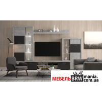 Стінка у вітальню Альпін / Alpin Гербор Бетон ательер/антрацит