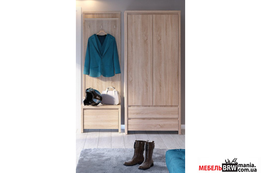 Набор мебели в прихожую Каспиан 1 / Kaspian 1 БРВ 2-дверный с 2 ящиками Дуб сонома