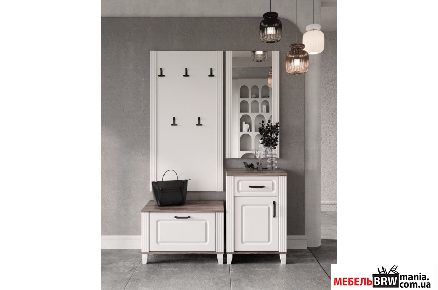 Прихожая Канди / Kandy БРВ Белый альпийский/дуб стирлинг/белый матовый