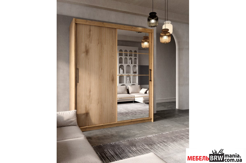 Шкаф-купе Диего / Diego 180 БРВ 2-дверный с зеркалом Сосна античная/канэлла