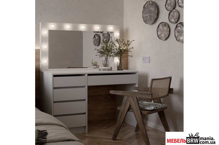 Стол визажиста для макияжа 5S ДСП БРВ с зеркалом и подсветкой Нимфея альба