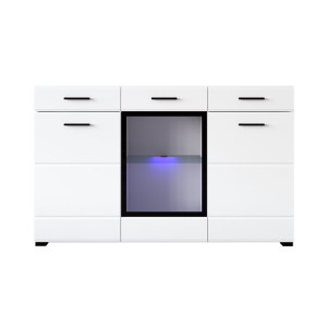 Комод с подсветкой Арктика / Arctic KOM1W2D2S 3-дверный с 3 ящиками Нимфеа альба/белый глянец БРВ