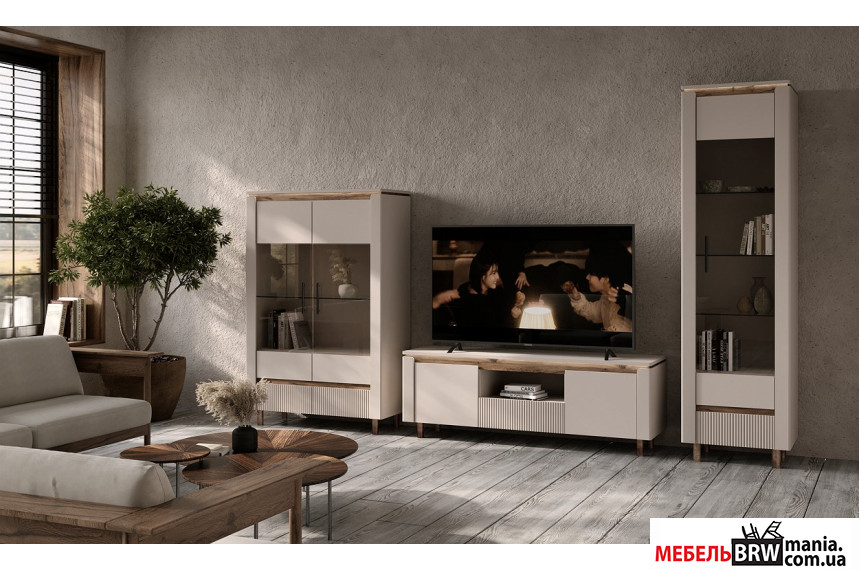 Стінка у вітальню Елегант / Elegant з підсвіткою БРВ Кашемір/дуб ліворно