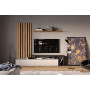 Стенка в гостиную Клер / Kler с декоративными рейк...