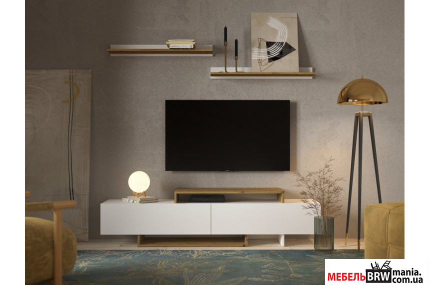 Стенка в гостиную Милана / Milana Гербор Нимфея альба/дуб артизан