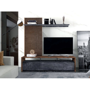 Стенка в гостиную Нео / Neo с декоративными рейкам...