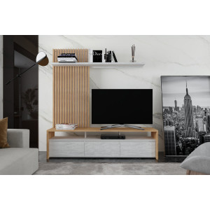 Стенка в гостиную Нео / Neo с декоративными рейкам...