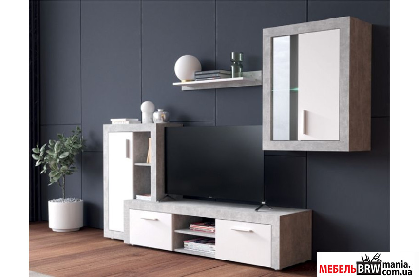 Стенка в гостиную Тера / Tera БРВ Бетон/нимфея альба