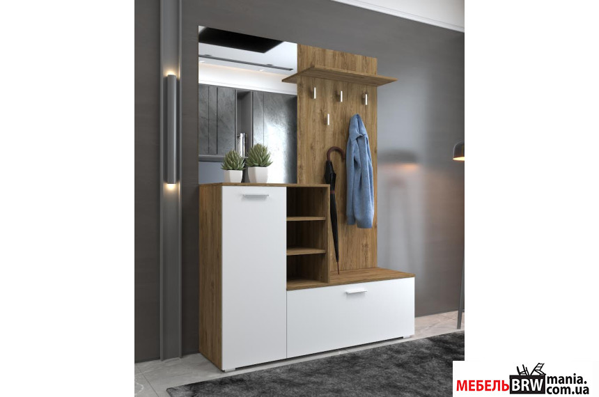 Прихожая Ветланда / Wetlanda Гербор 2-дверная Дуб травиата/нимфеа альба