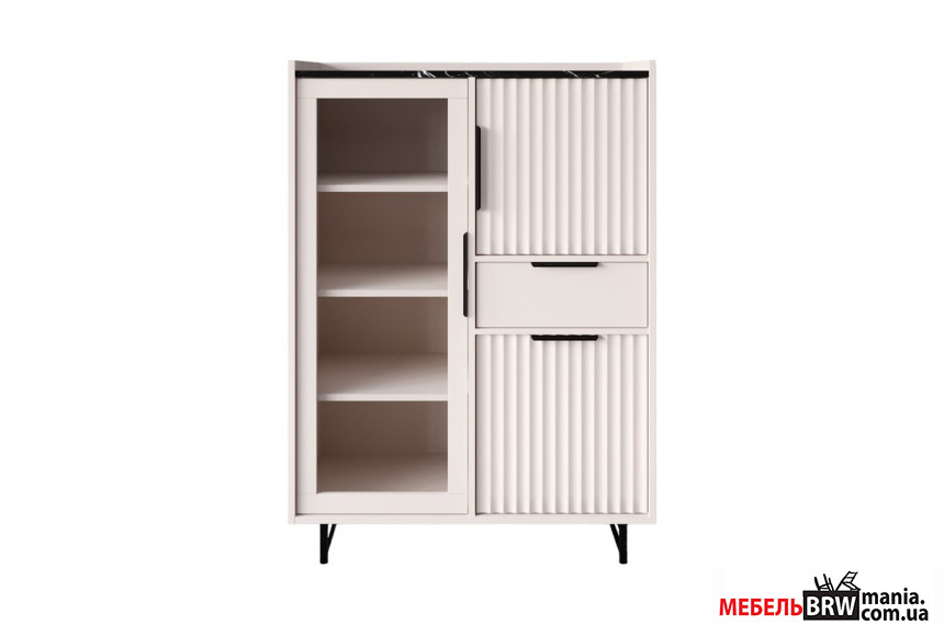 Витрина Фреско / Fresko REG1W2D1S БРВ 3-дверная с 1 ящиком Кашемир/темный мрамор