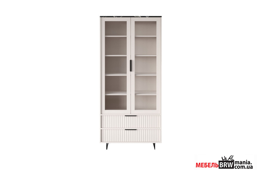 Витрина Фреско / Fresko REG2W2S БРВ 2-дверная с 2 ящиками Кашемир/темный мрамор