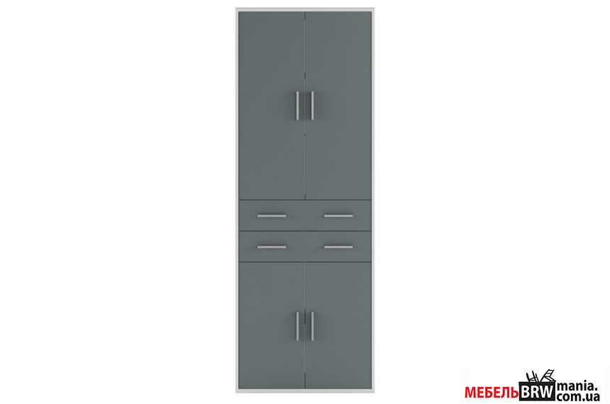 Пенал / Шафа з полицями офісний Кабі / Kabi REG4D2S/220 Гербор 4-дверний з 2 шухлядами Попелястий/антрацит