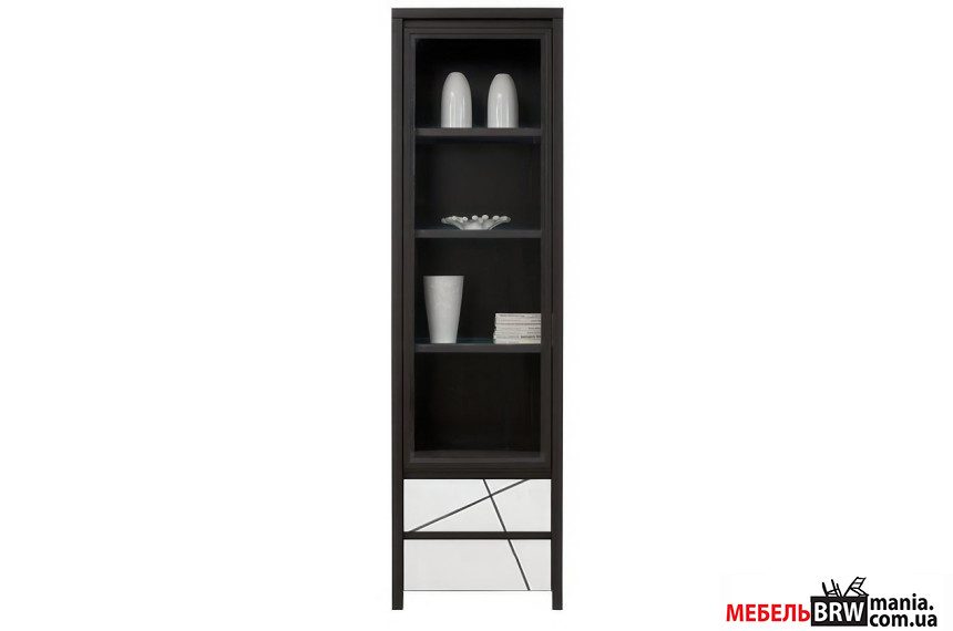 Витрина Каспиан МДФ / Kaspian MDF REG1W2SL БРВ 1-дверная с 2 ящиками Венге магия/белый снег