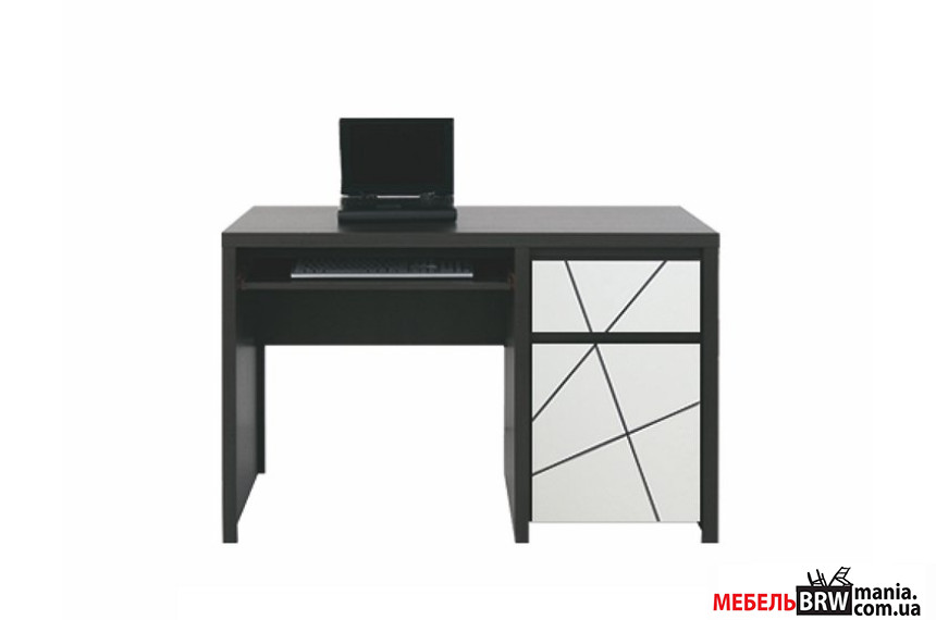 Стол компьютерный, письменный Каспиан МДФ / Kaspian MDF BIU1D1S БРВ 1-дверный с 1 ящиком Венге магия/белый снег