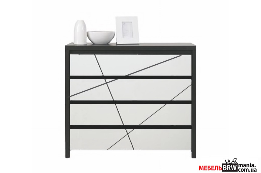 Комод Каспиан МДФ / Kaspian MDF KOM4S БРВ с 4 ящиками Венге магия/белый снег