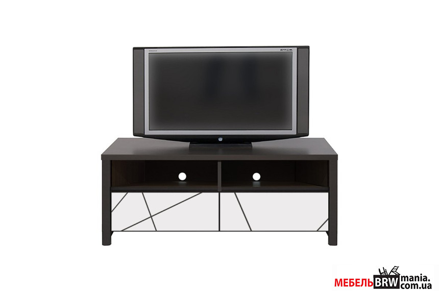 Тумба под ТВ Каспиан МДФ / Kaspian MDF RTV2S/120/40 БРВ с 2 ящиками Венге магия/белый снег