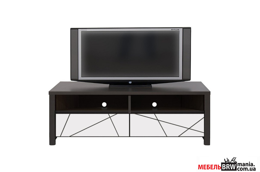 Тумба под ТВ Каспиан МДФ / Kaspian MDF RTV2S/140/40 БРВ с 2 ящиками Венге магия/белый снег