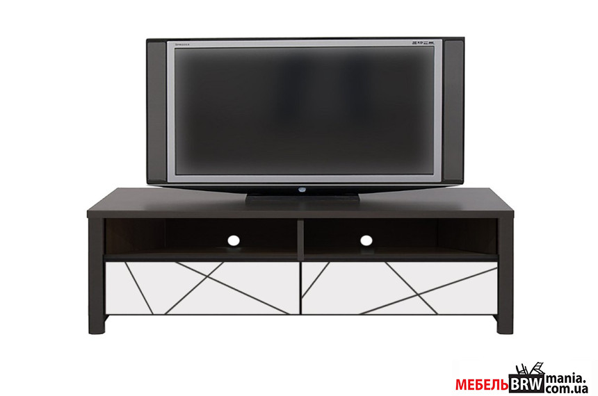 Тумба под ТВ Каспиан МДФ / Kaspian MDF RTV2S/160/40 БРВ с 2 ящиками Венге магия/белый снег