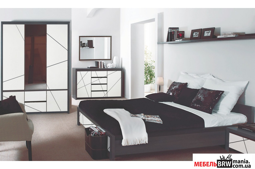 Модульная спальня Каспиан МДФ / Kaspian MDF Венге магия/белый снег Мебель БРВ