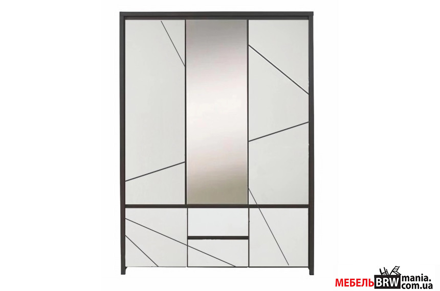 Шкаф платяной Каспиан МДФ / Kaspian MDF SZF5D2S БРВ 5-дверный с зеркалом Венге магия/белый снег