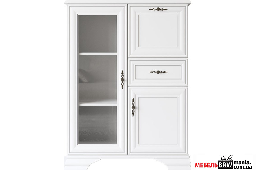 Витрина-бар Кентуки / Idento REG1W1D1S1B БРВ 3-дверная с 1 ящиком Белый альпийский