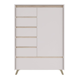 Комод Лаундж / Lounge REG1D5S1K БРВ 2-дверный с 5 ящиками Кашемир/дуб сонома