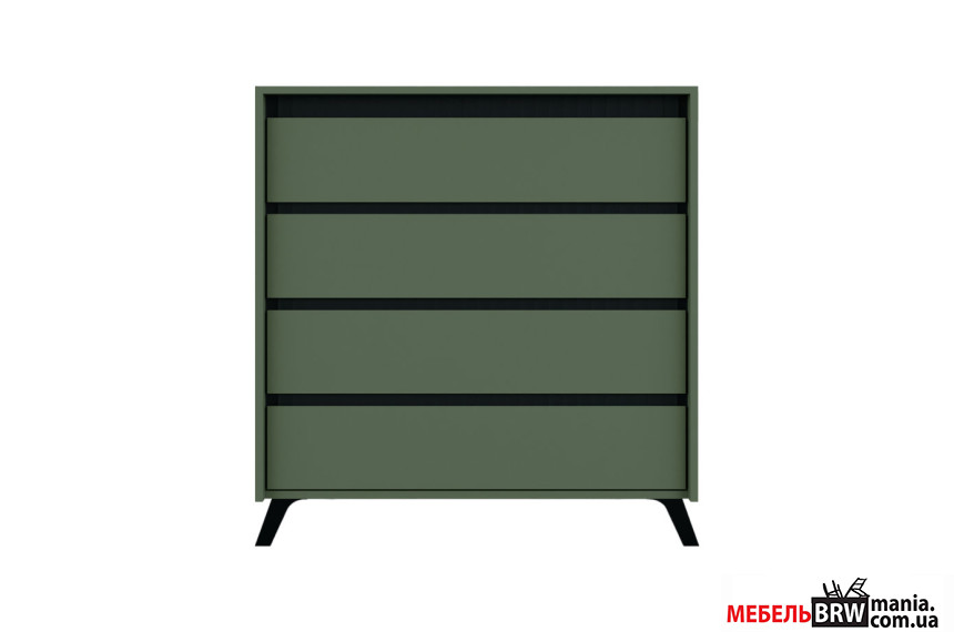 Комод Лаундж / Lounge KOM4S БРВ з 4 шухлядами Зелений димчастий/чорний