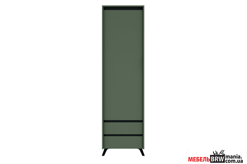 Пенал / Шкаф с полками Лаундж / Lounge REG1D2S БРВ 1-дверный с 2 ящиками Зеленый дымчатый/черный