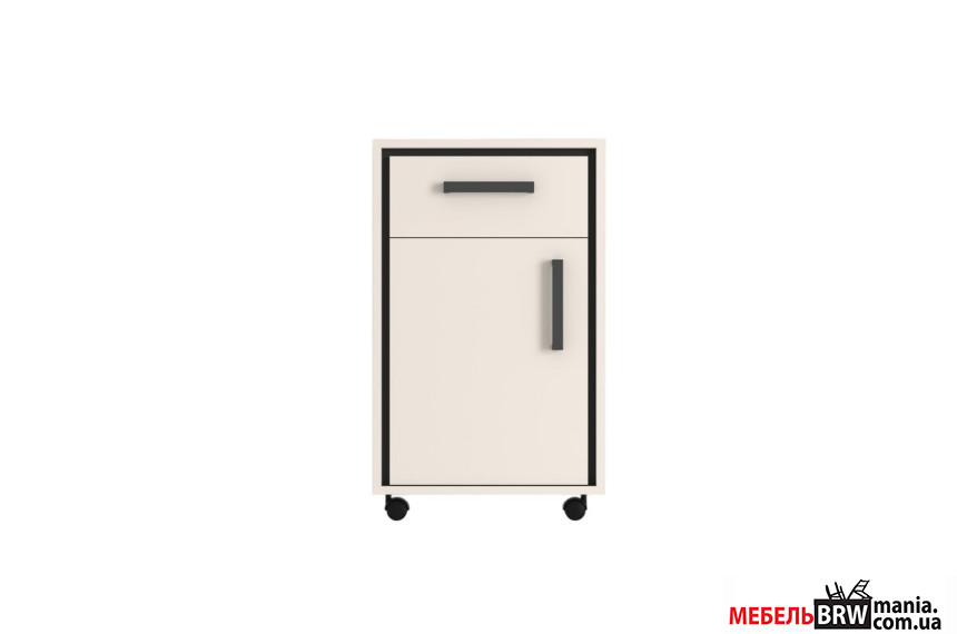 Тумба офісна під стіл Прайм / Prime KON1D1S Гербор 1-дверна з 1 шухлядою Кашемір/чорний