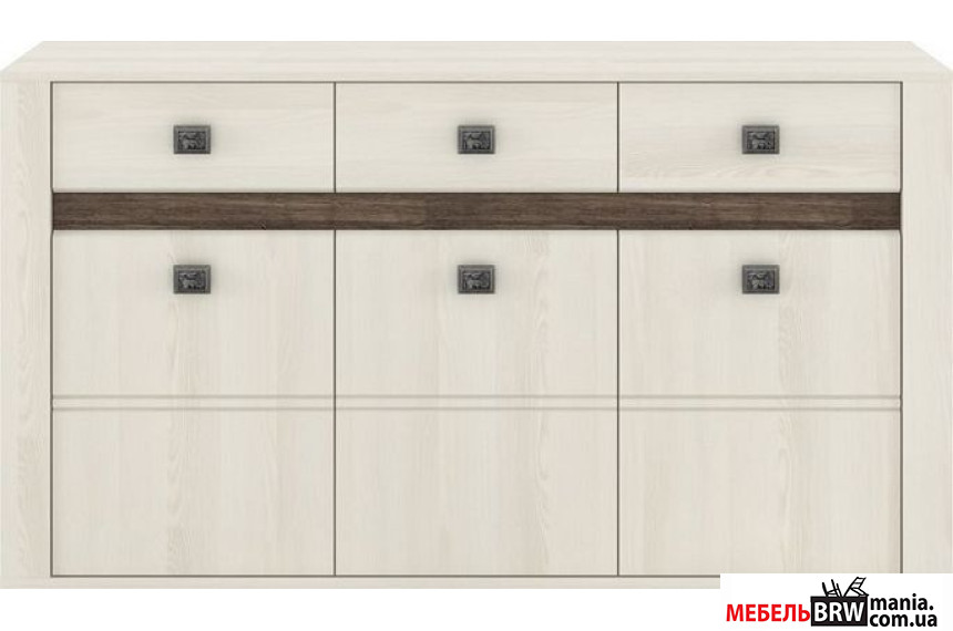 Комод Селена / Selena KOM3D3S Гербор 3-дверный с 3 ящиками Ясень снежный