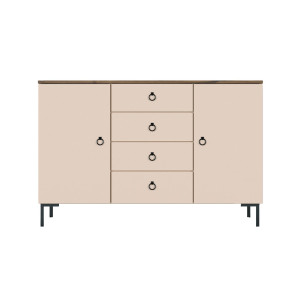 Комод Симпл / Simple KOM2D4S БРВ 2-дверный с 4 ящиками Макадамия/дуб ливорно