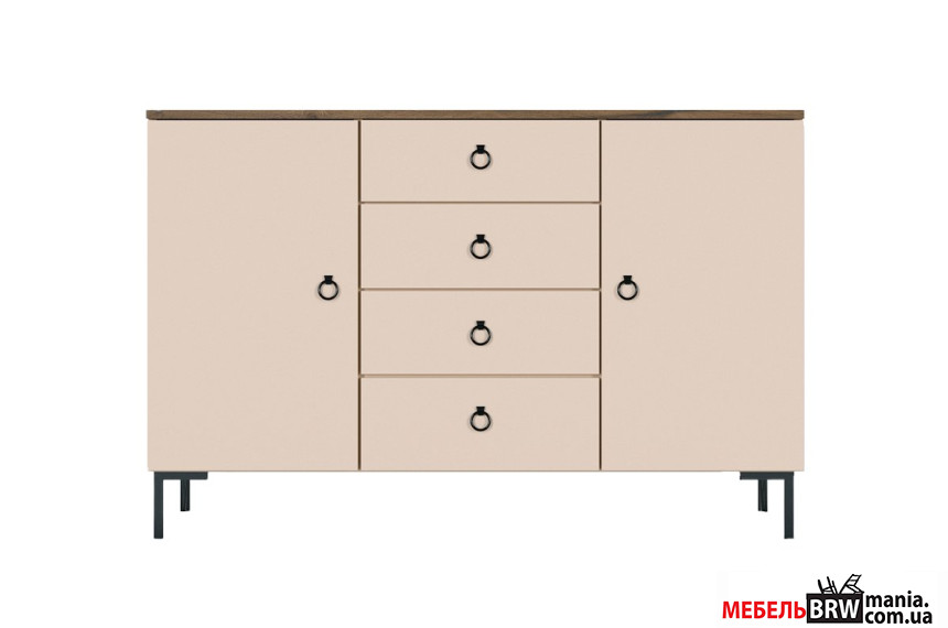 Комод Симпл / Simple KOM2D4S БРВ 2-дверный с 4 ящиками Макадамия/дуб ливорно