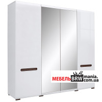 Шкаф платяной Ацтека (Амелия) / Azteca Trio SZF2D2L/21/22 N БРВ 4-дверный с зеркалом Белый/белий глянец