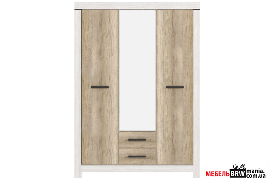 Шкаф платяной Белен / Balin SZF3D2S Гербор 3-дверный с зеркалом Сосна каньон/дуб корабельный