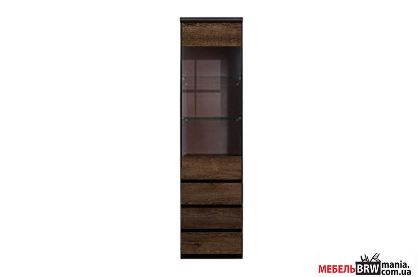 Витрина Джули / July REG1W3SL/P БРВ 1-дверная с 3 ящиками Венге магия/дуб конкордия