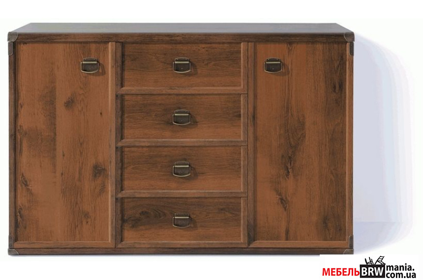 Комод Индиана (Монтана) / Indiana JKOM2D4S/130 N БРВ 2-дверный с 4 ящиками Дуб шутер