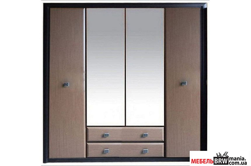 Шкаф платяной Коен МДФ / Koen MDF SZF4D2S Гербор 4-дверный с зеркалом Венге магия/штрокс темный