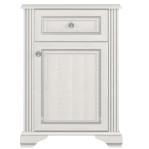 Комод Вайт / White 1D1S Гербор 1-дверный с 1 ящиком Ясень снежный/сосна серебряная